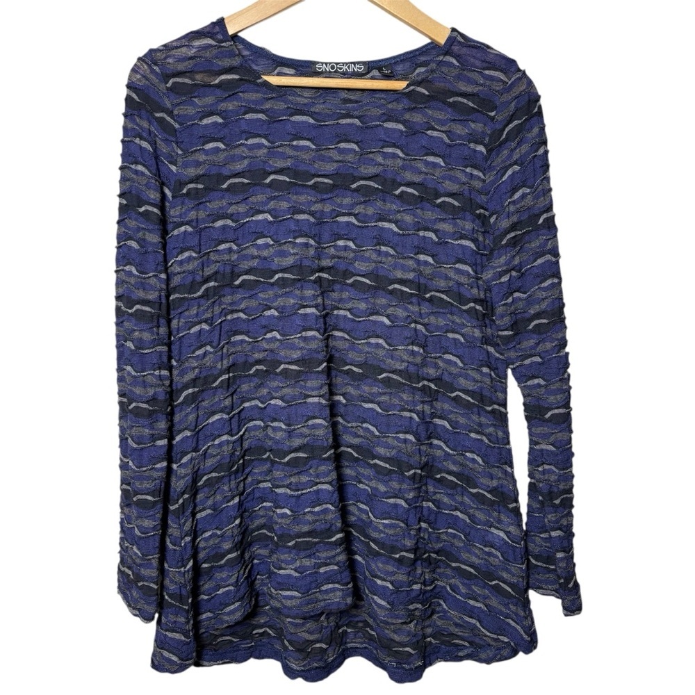 Sno Skins Snoskins Womens Top Blouse Shirt Artsy Eclectic Large Textured Crinkle